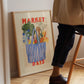 Hand Drawn Market Days Art Print: Colourful Fruit Market Decor, Vegetable, Stripes,