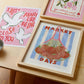 Hand Drawn Market Days Art Apple Print: Colourful Fruit Market Decor, Vegetable, Stripes,