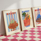 Hand Drawn Market Days Art Apple Print: Colourful Fruit Market Decor, Vegetable, Stripes,