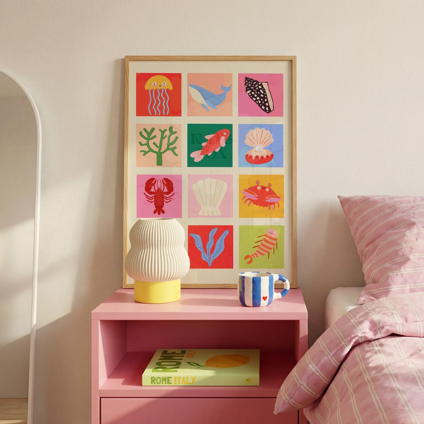 Rainbow Reef Art Print: Colourful Handrawn Kids Illustration, Bedroom, Colourful, Sea, Fish, Under The Sea
