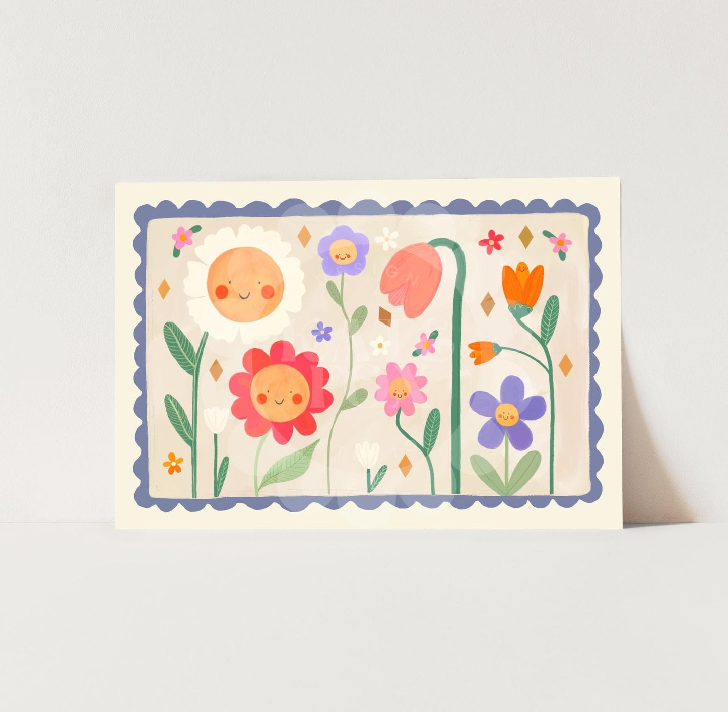 Spring Flower landscape Illustration: Colour Pop Nursery Art Print