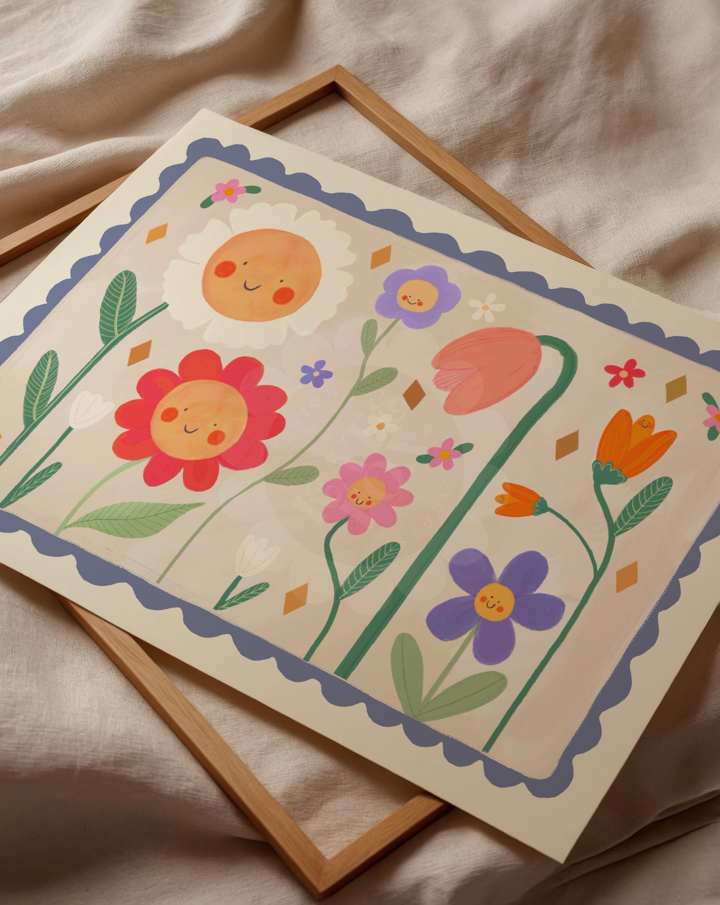 Spring Flower landscape Illustration: Colour Pop Nursery Art Print