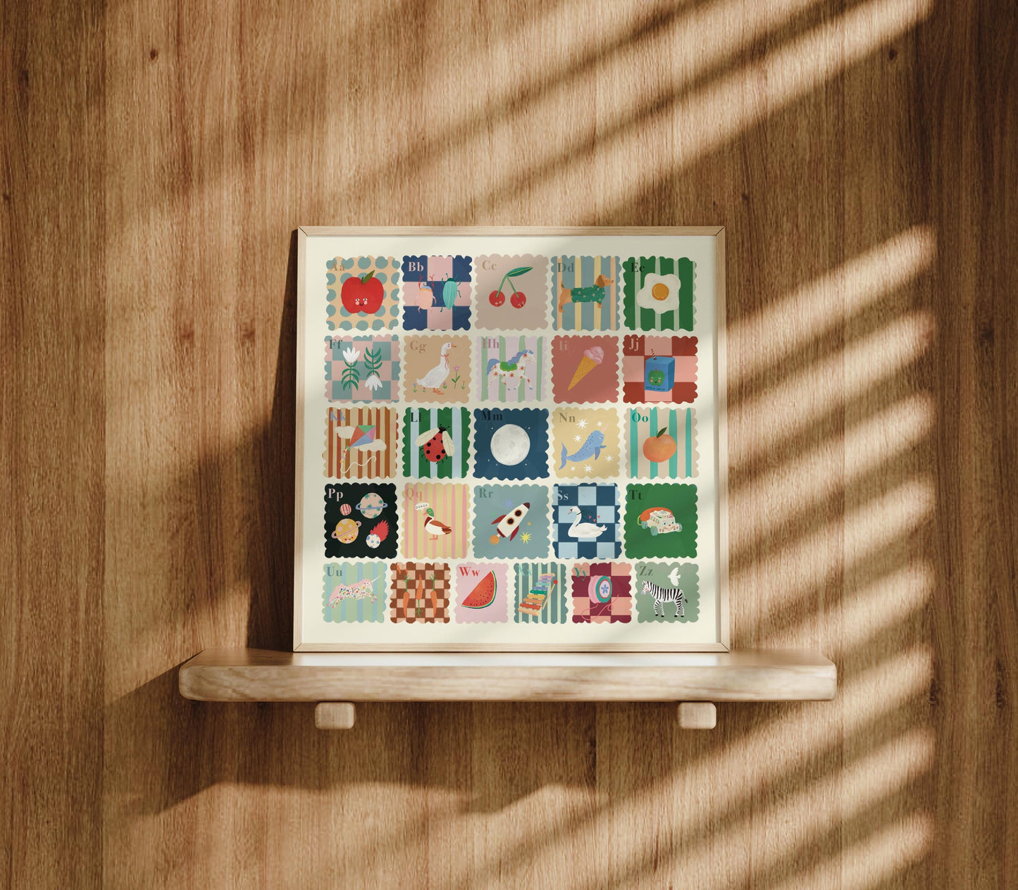 Kids Square Alphabet Print, A-Z, Cool, Kids, Wall Art