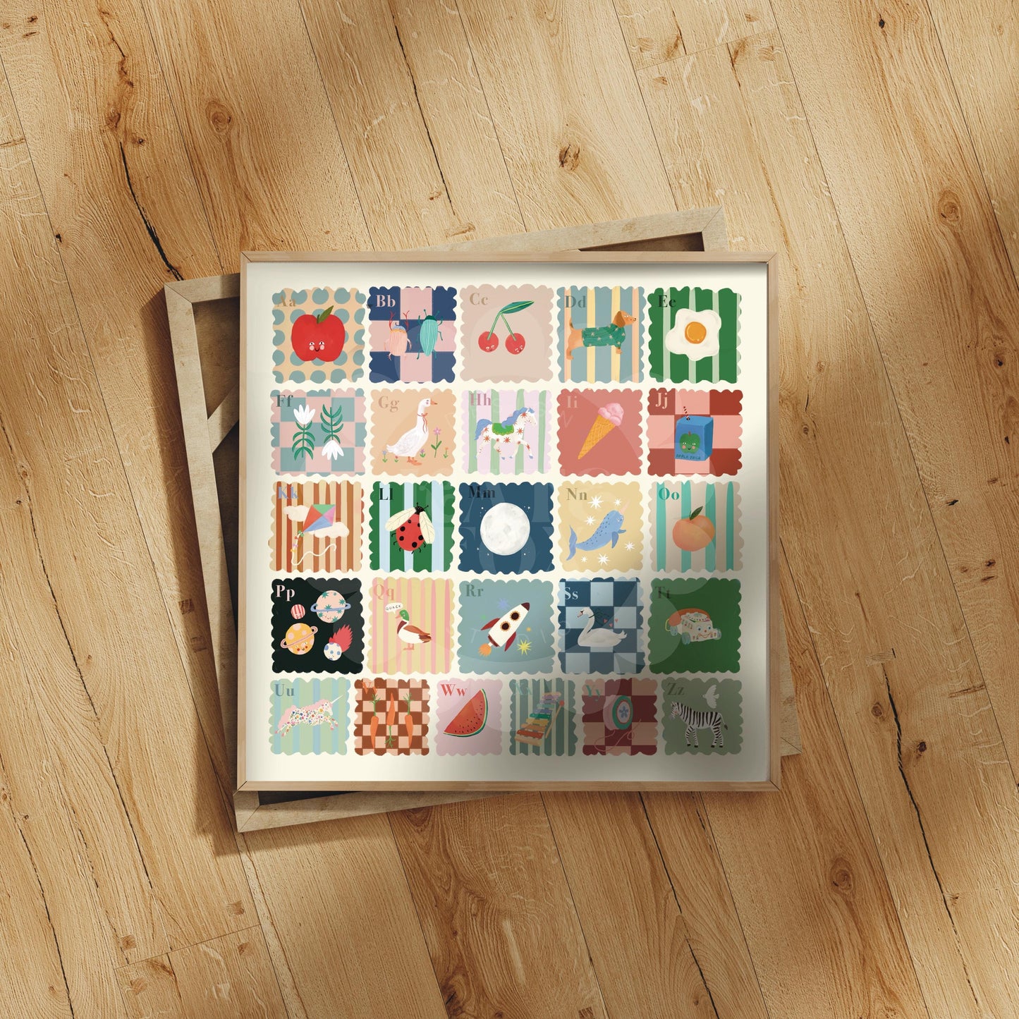 Kids Square Alphabet Print, A-Z, Cool, Kids, Wall Art