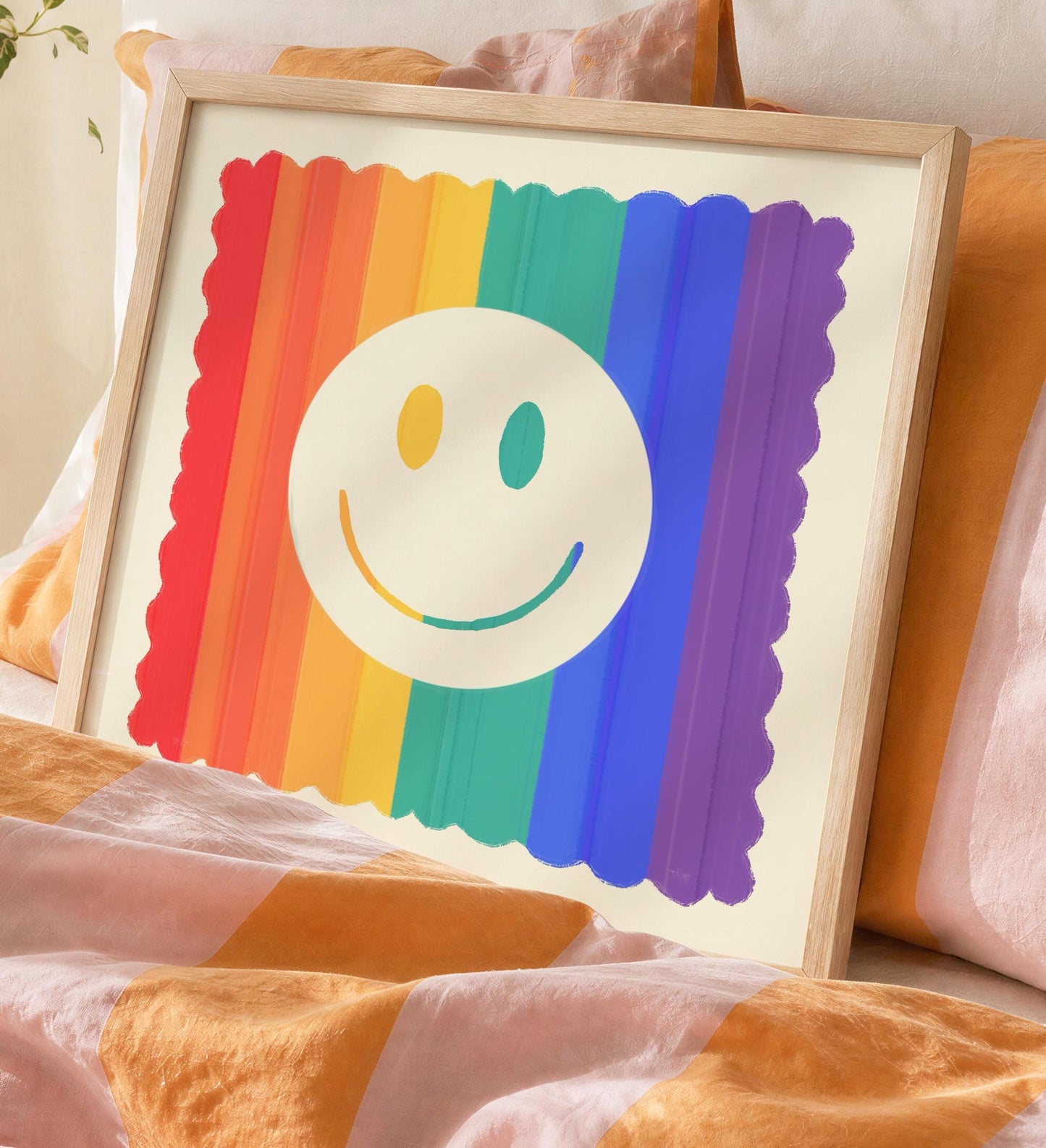 Rainbow Smiley Square Print, A-Z, rainbow, Kids, Wall Art, Pride, LGBTQ