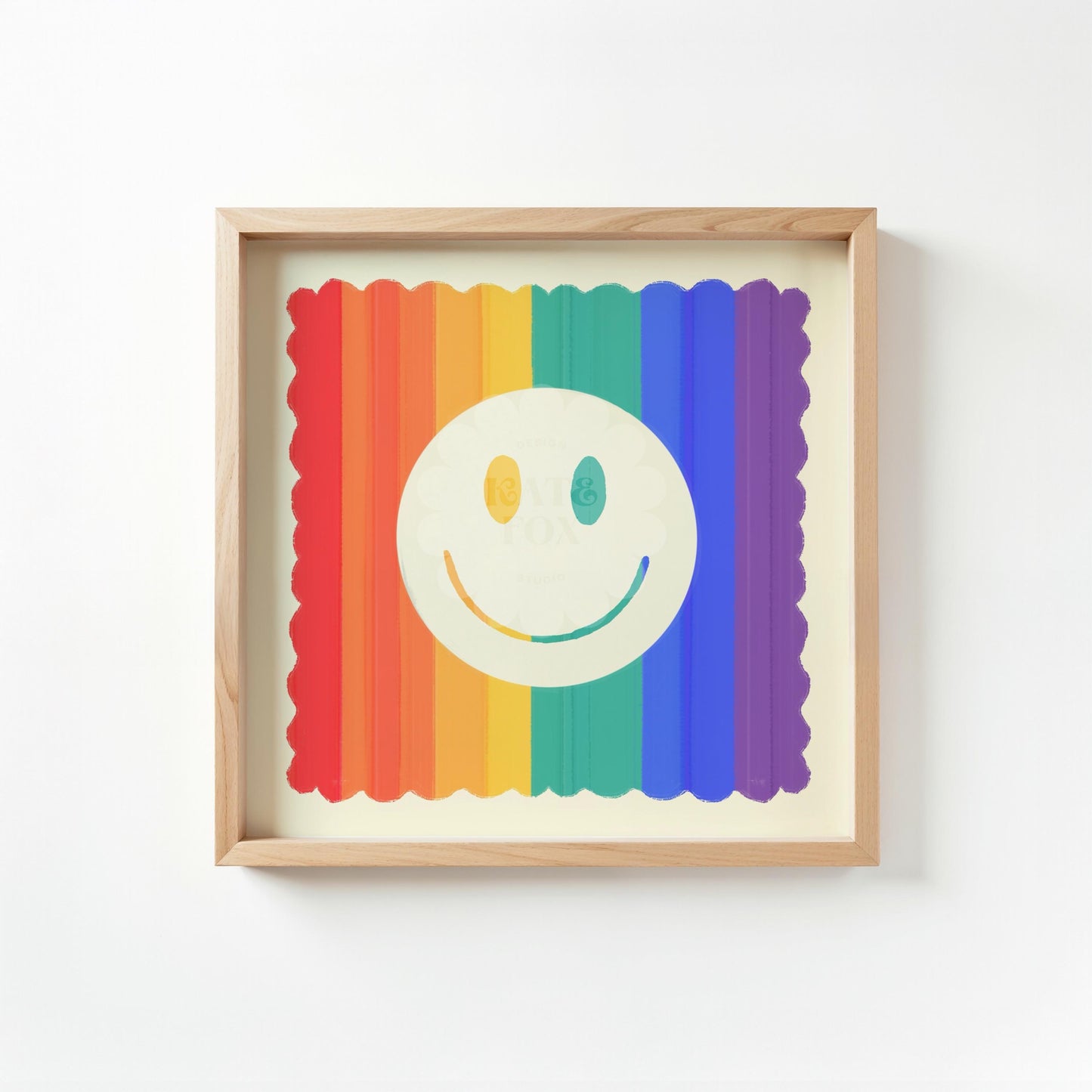 Rainbow Smiley Square Print, A-Z, rainbow, Kids, Wall Art, Pride, LGBTQ
