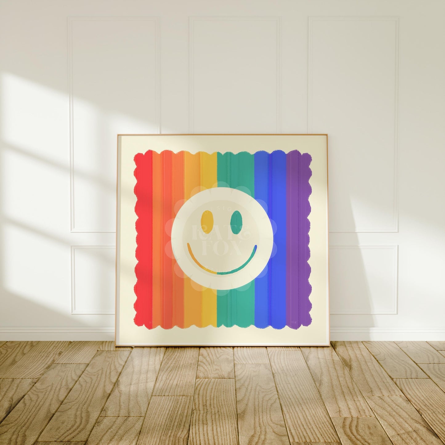 Rainbow Smiley Square Print, A-Z, rainbow, Kids, Wall Art, Pride, LGBTQ