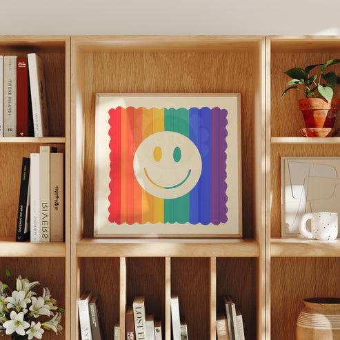 Rainbow Smiley Square Print, A-Z, rainbow, Kids, Wall Art, Pride, LGBTQ