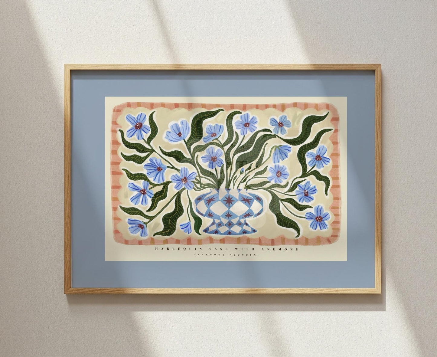 Harlequin Vasr Art Print: KateFoxDesign blue Floral Wall Art Landscape, Eclectic, Boho,