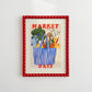 Hand Drawn Market Days Art Print: Colourful Fruit Market Decor, Vegetable, Stripes,