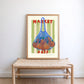 Hand Drawn Market Days Art Oranges Print: Colourful Fruit Market Decor, Vegetable, Stripes,