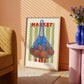 Hand Drawn Market Days Art Oranges Print: Colourful Fruit Market Decor, Vegetable, Stripes,