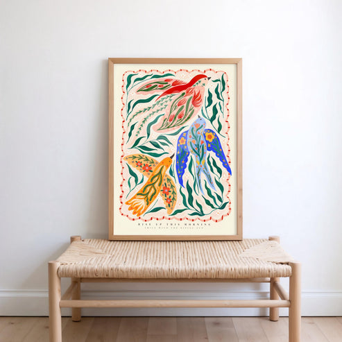 Three Little Birds Illustration Art Print - KateFoxDesign Botanical Wall Art