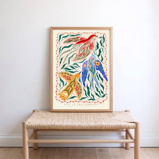 Three Little Birds Illustration Art Print - KateFoxDesign Botanical Wall Art