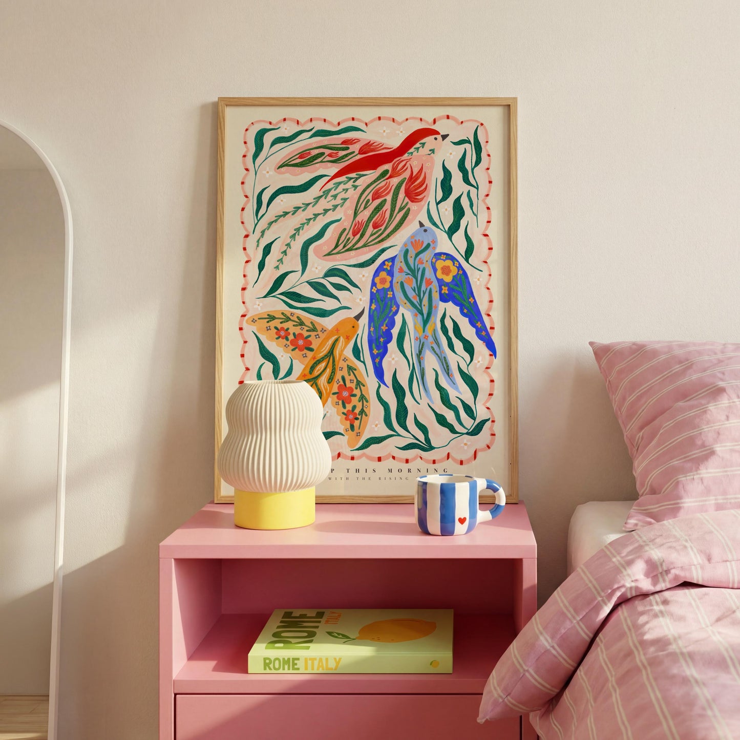 Three Little Birds Illustration Art Print - KateFoxDesign Botanical Wall Art