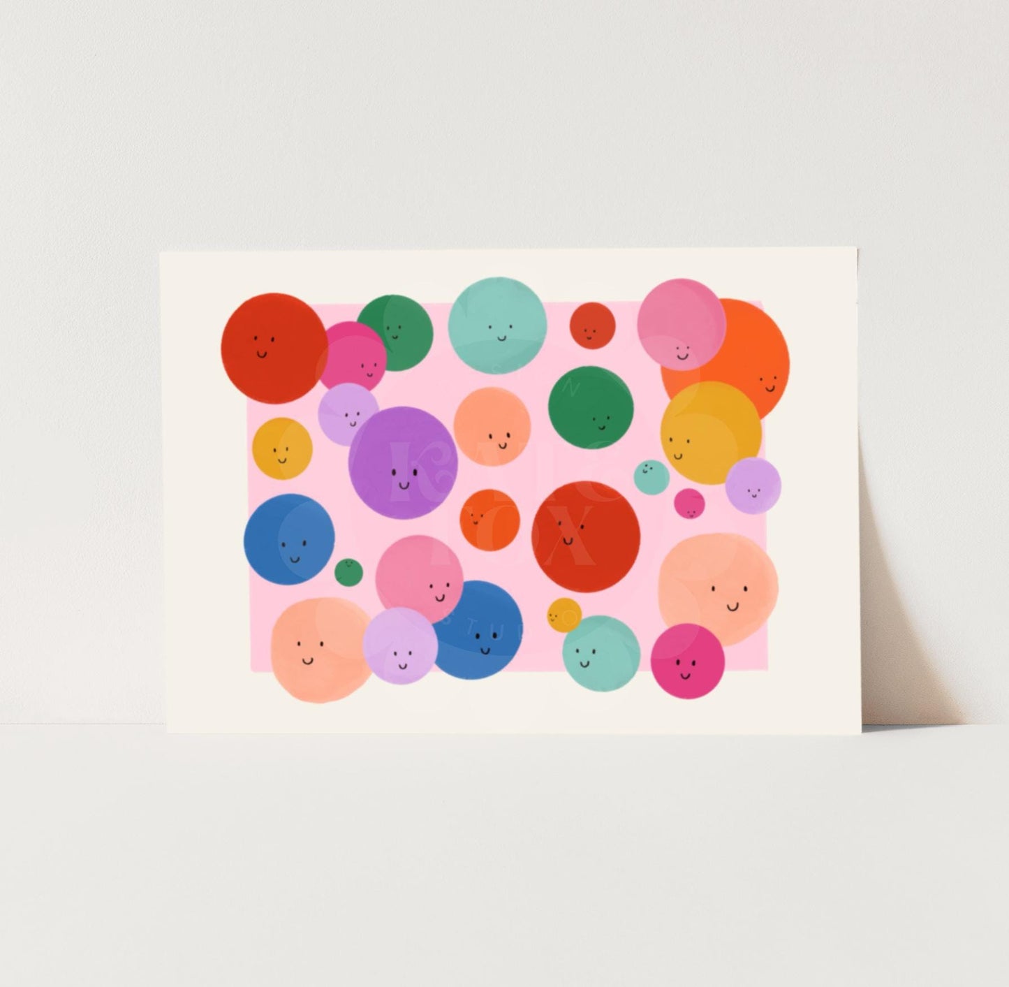 Landscape Smiley Face Print: Colorful Kids Room Art by KateFoxDesign