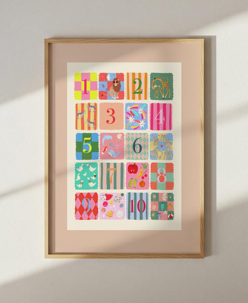 Sunshine Kids Numbers Art Print: Rainbow Nursery Decor