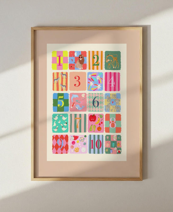 Sunshine Kids Numbers Art Print: Rainbow Nursery Decor