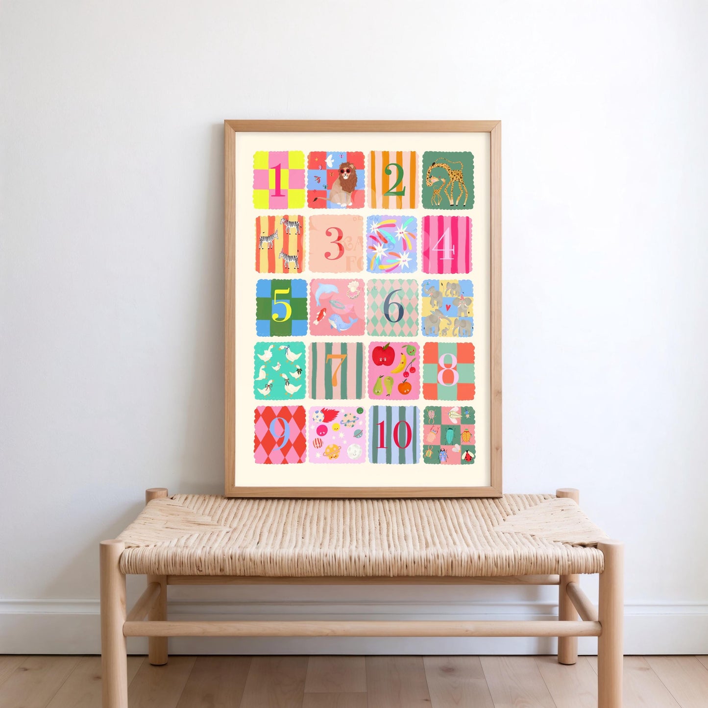 Sunshine Kids Numbers Art Print: Rainbow Nursery Decor