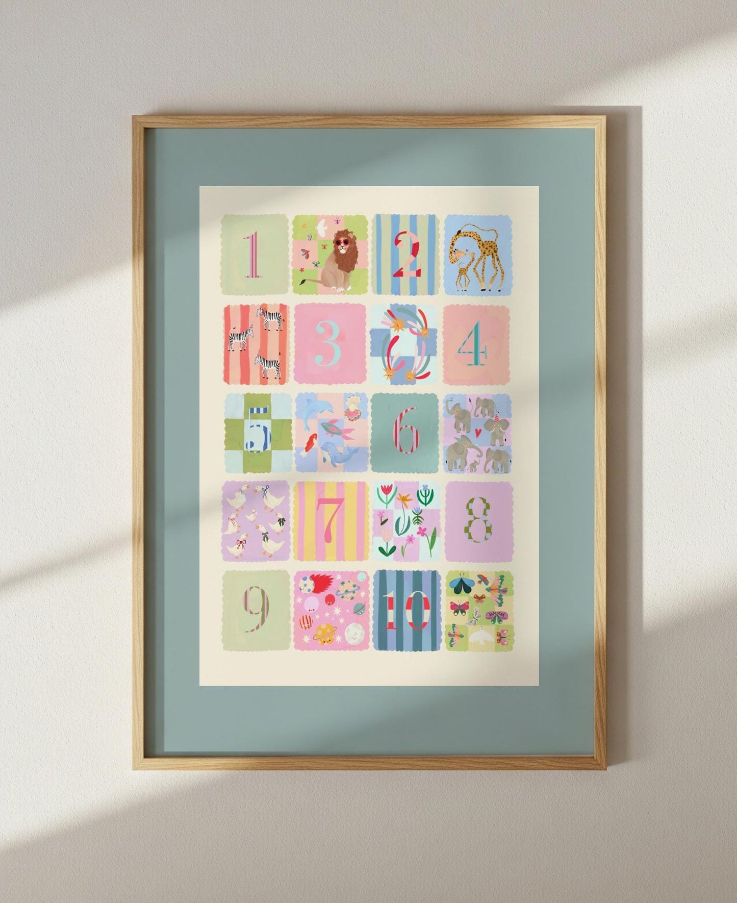 Pastel Kids Numbers Art Print: Rainbow Nursery Decor