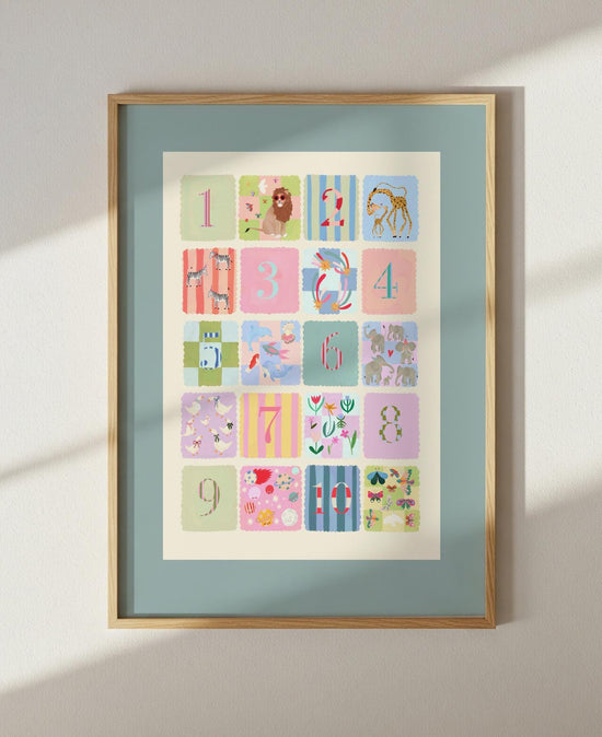 Pastel Kids Numbers Art Print: Rainbow Nursery Decor