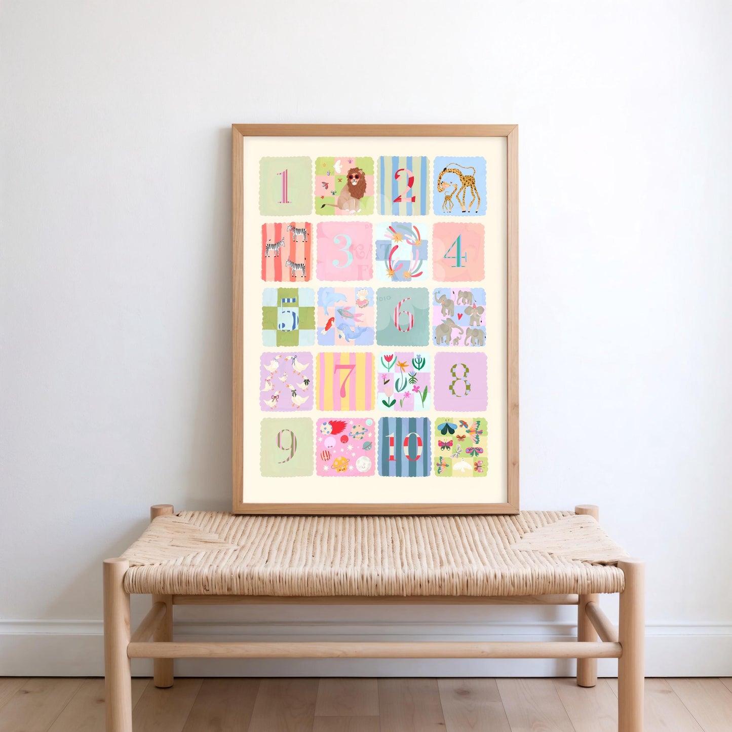 Pastel Kids Numbers Art Print: Rainbow Nursery Decor