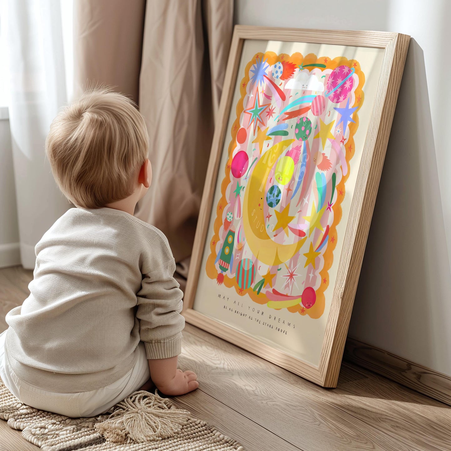 Stars Above Art Print: Colorful Nursery Decor