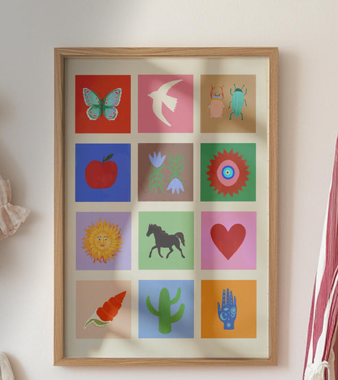A Beautiful Life, Art Print: Colourful Handrawn Illustration, Bedroom, Kitchen, Hallway, Colourful