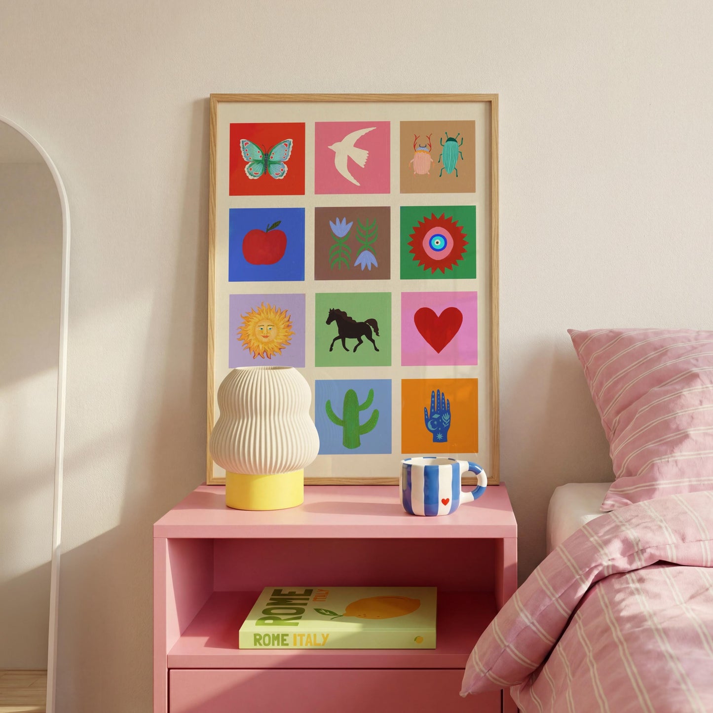 A Beautiful Life, Art Print: Colourful Handrawn Illustration, Bedroom, Kitchen, Hallway, Colourful