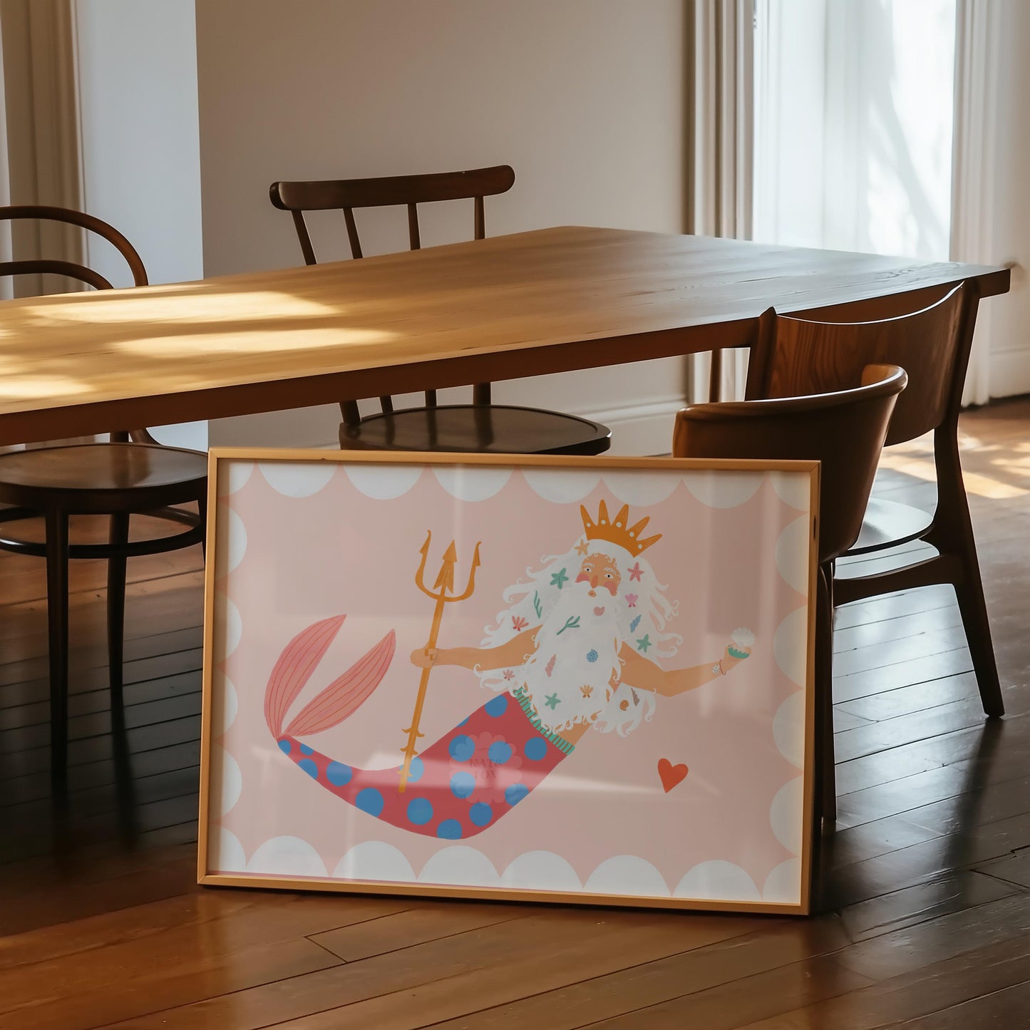 Merman Landscape Art Print: Colorful Kids Room Decor