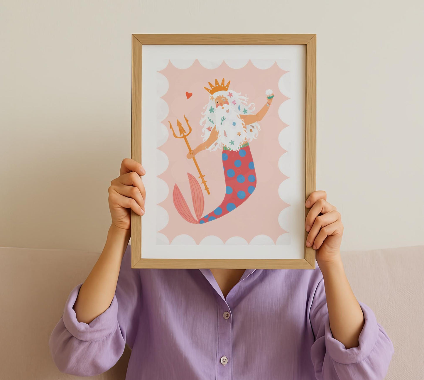 Merman Portrait Art Print: Colorful Kids Room Decor
