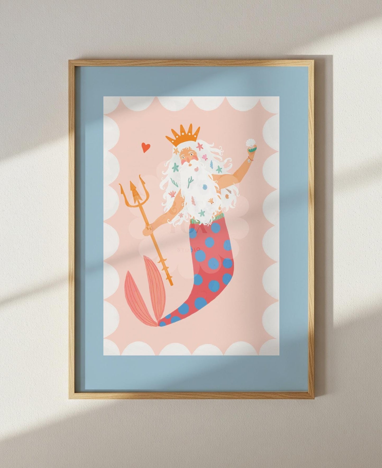 Merman Portrait Art Print: Colorful Kids Room Decor