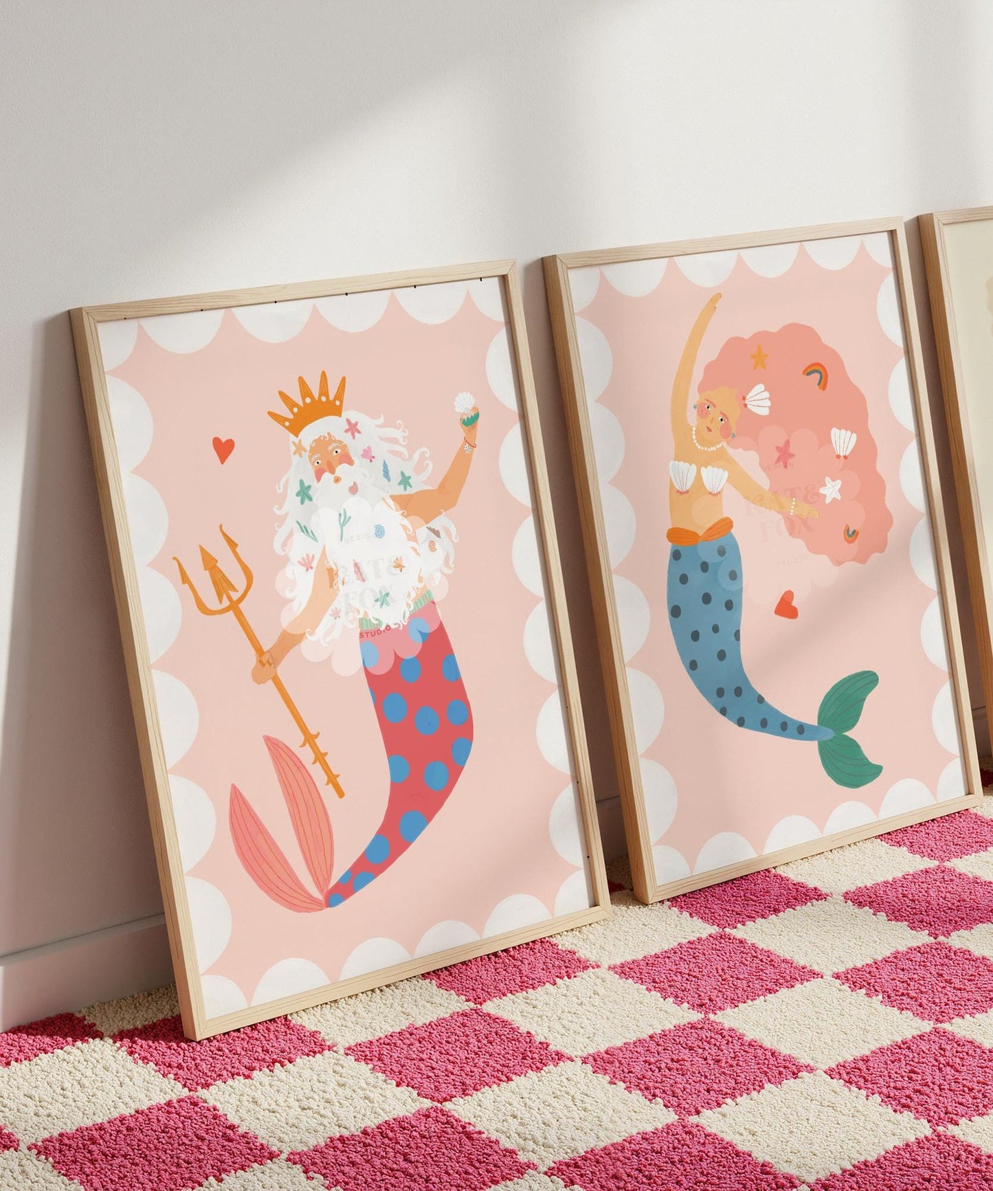 Merman Portrait Art Print: Colorful Kids Room Decor