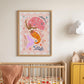 Orange Tail Mermaid Portrait Art Print: Colorful Kids Room Decor