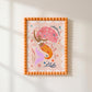 Orange Tail Mermaid Portrait Art Print: Colorful Kids Room Decor