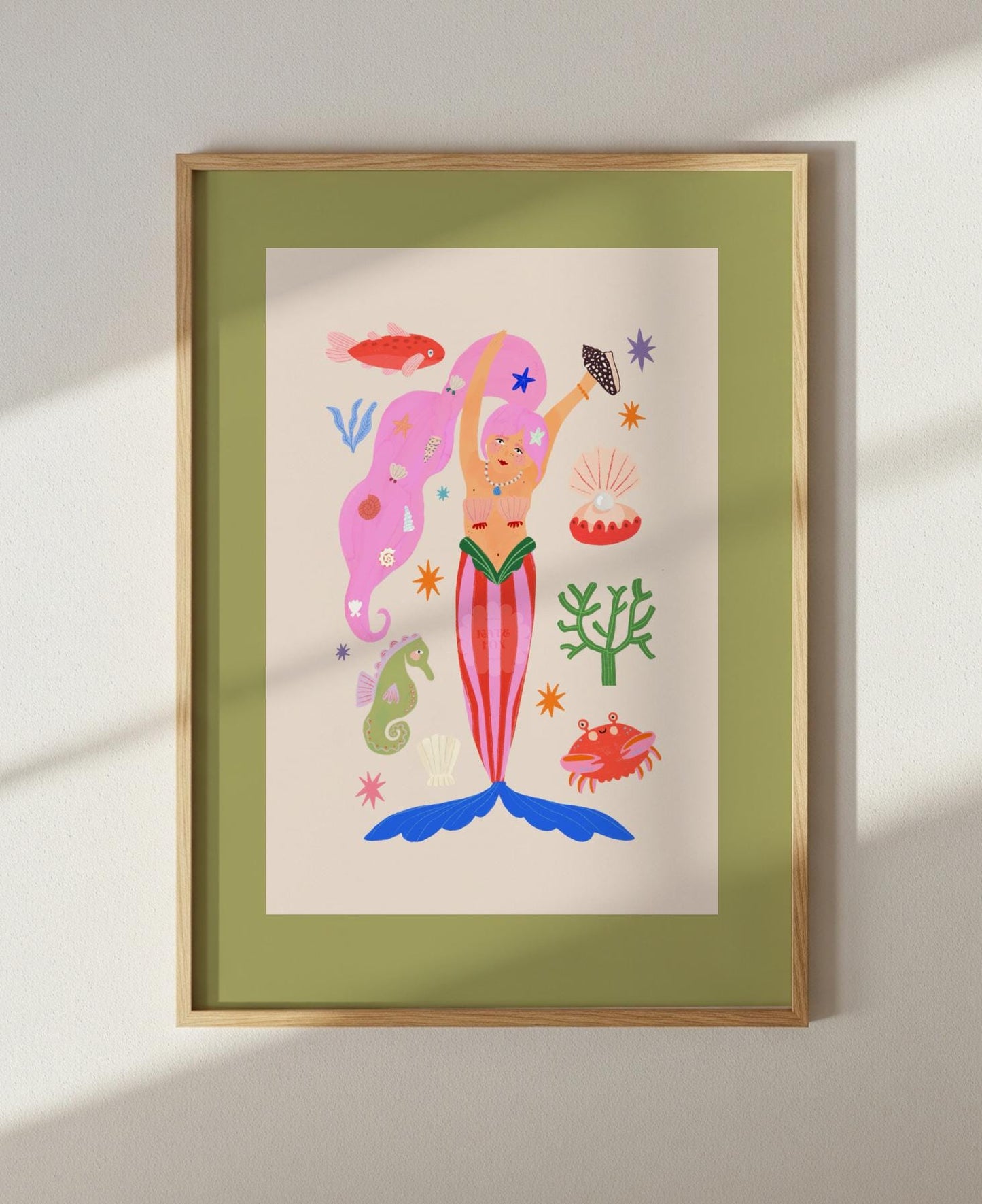 Fun Mermaid Art Print: Colorful Kids Room Decor