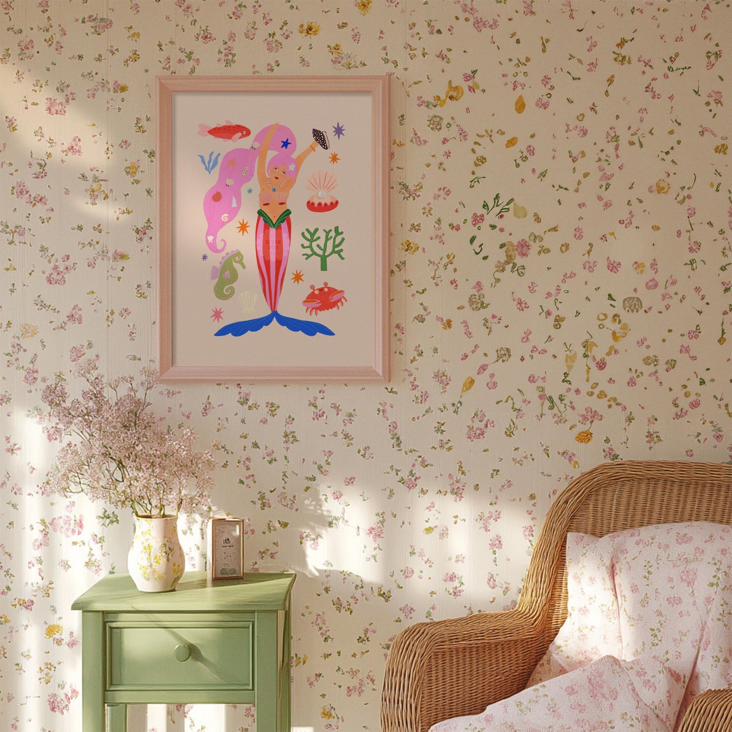 Fun Mermaid Art Print: Colorful Kids Room Decor