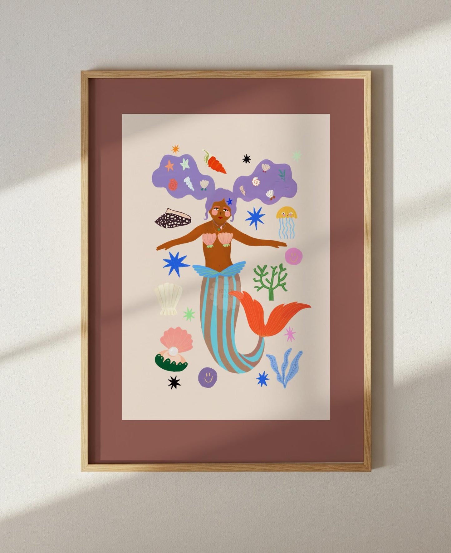 Cool Mermaid Art Print: Colorful Kids Room Decor