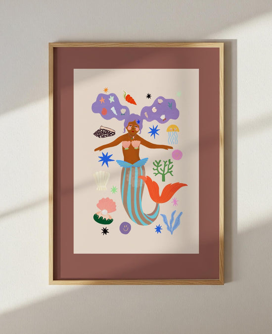 Cool Mermaid Art Print: Colorful Kids Room Decor