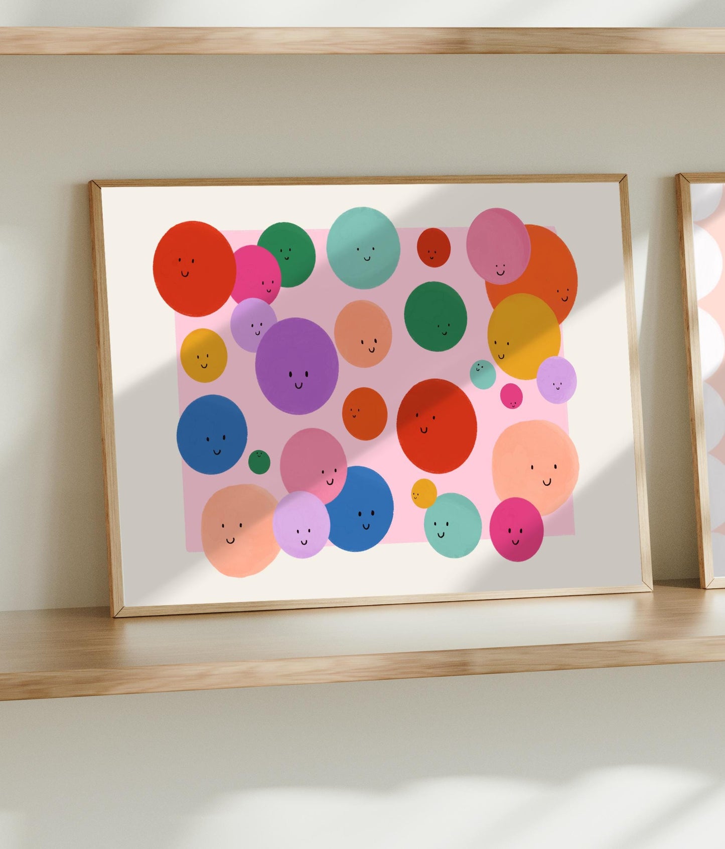Landscape Smiley Face Print: Colorful Kids Room Art by KateFoxDesign