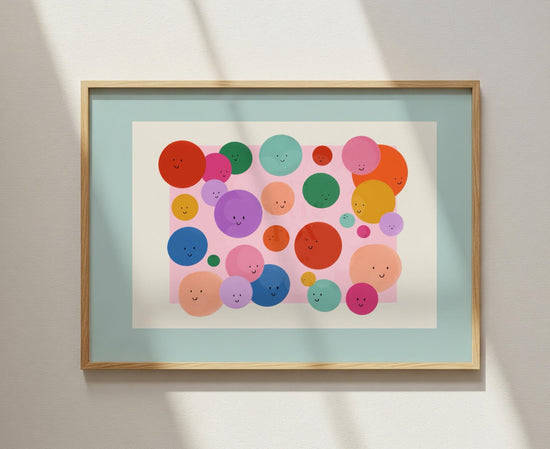 Landscape Smiley Face Print: Colorful Kids Room Art by KateFoxDesign