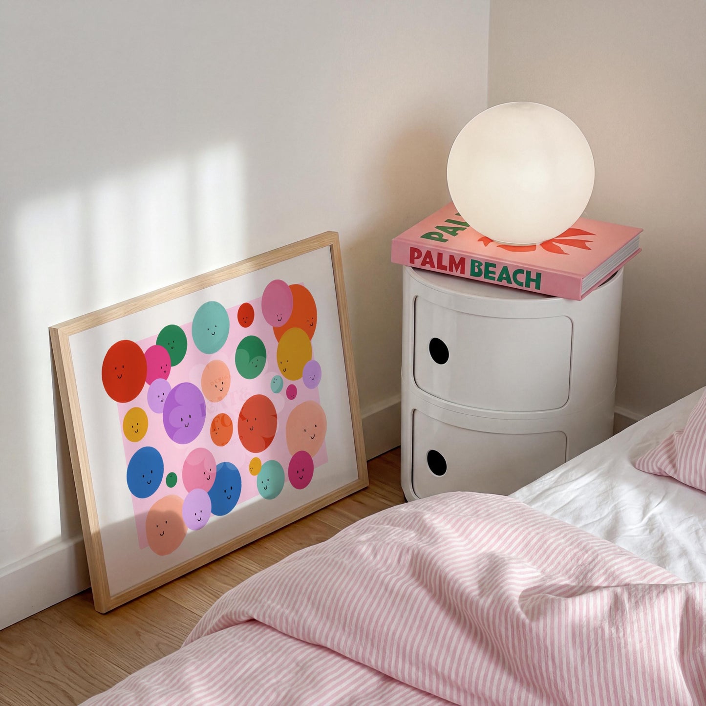 Landscape Smiley Face Print: Colorful Kids Room Art by KateFoxDesign