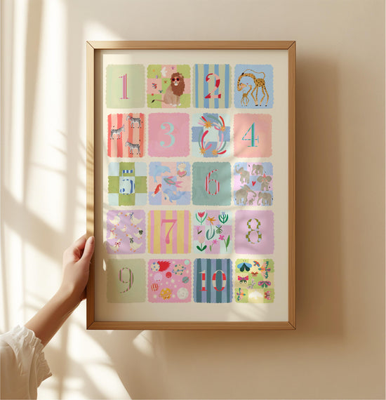 Pastel Kids Numbers Art Print: Rainbow Nursery Decor