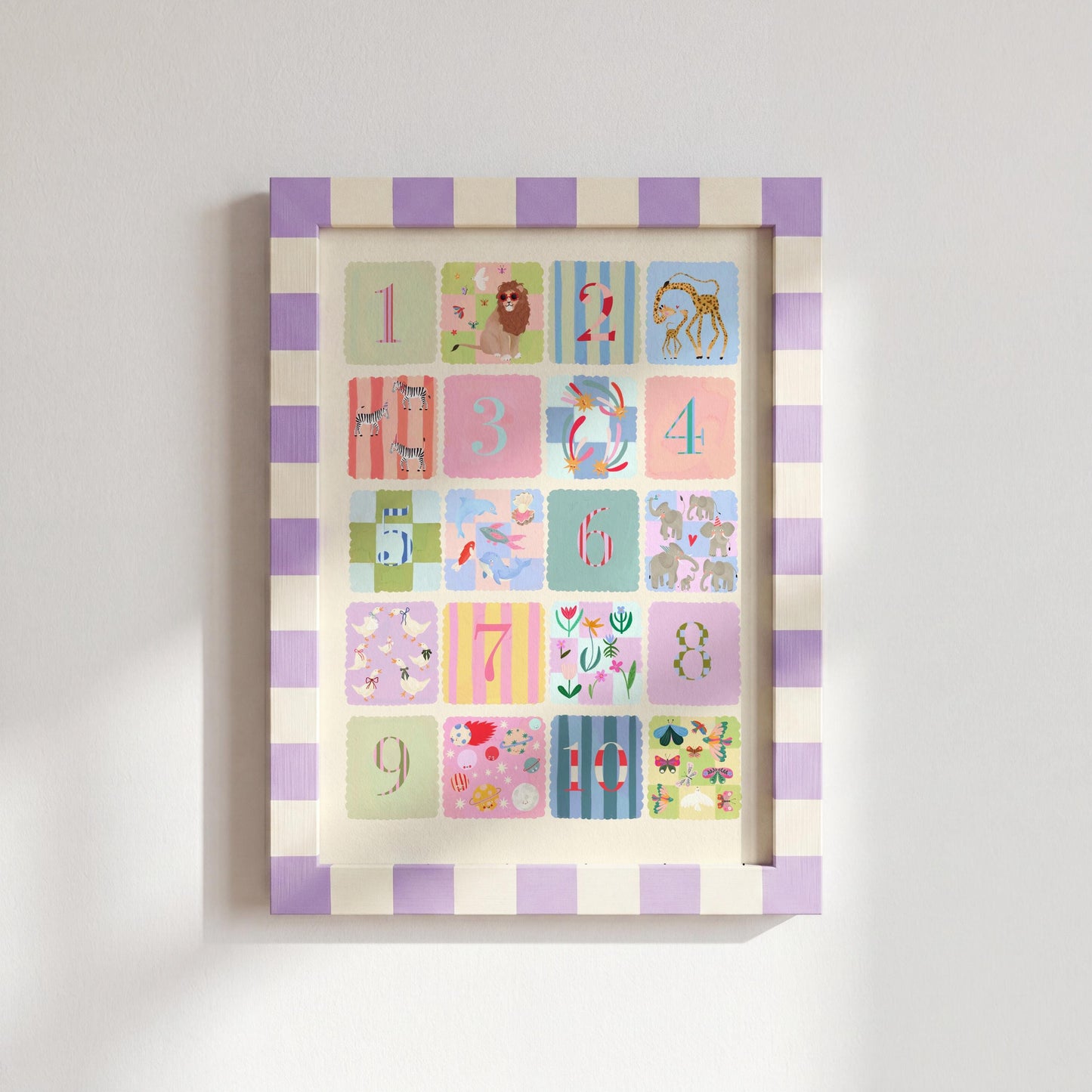 Pastel Kids Numbers Art Print: Rainbow Nursery Decor