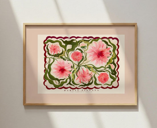 Dahlia Art Print: KateFoxDesign Colorful Floral Wall Art Landscape