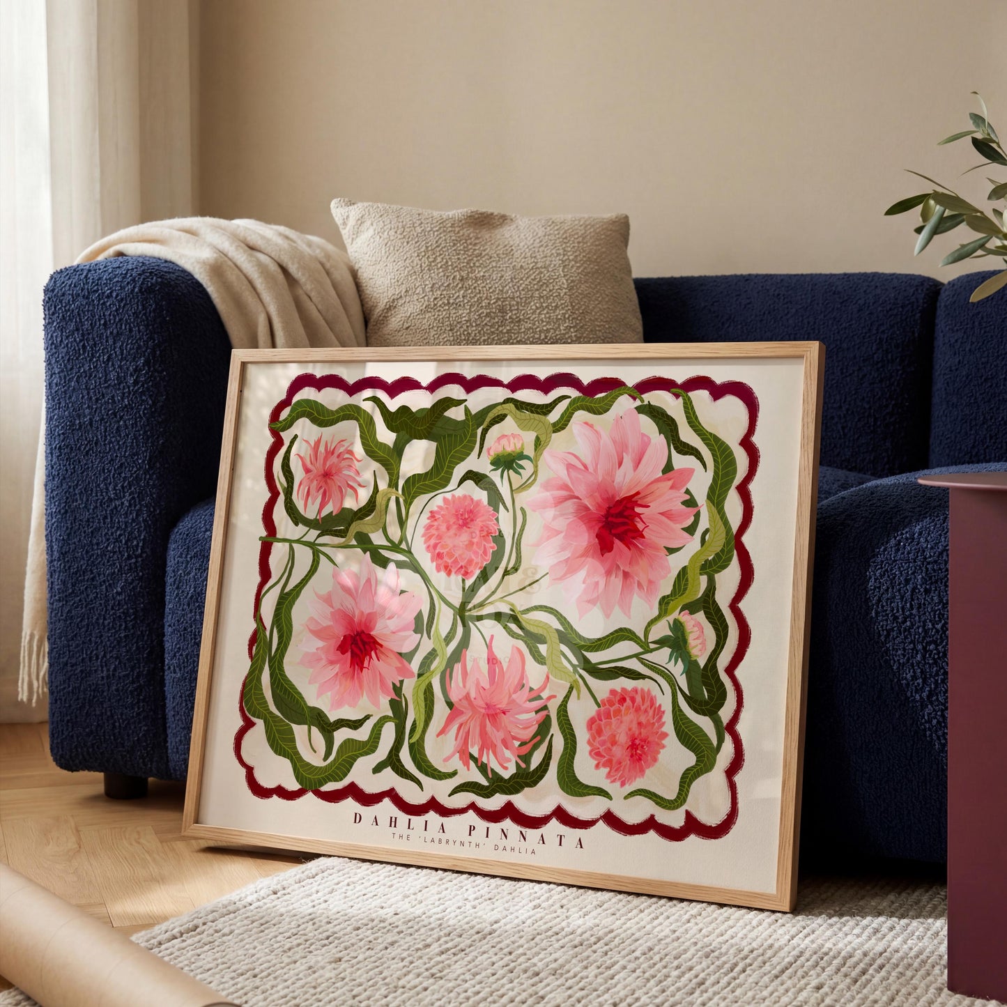 Dahlia Art Print: KateFoxDesign Colorful Floral Wall Art Landscape