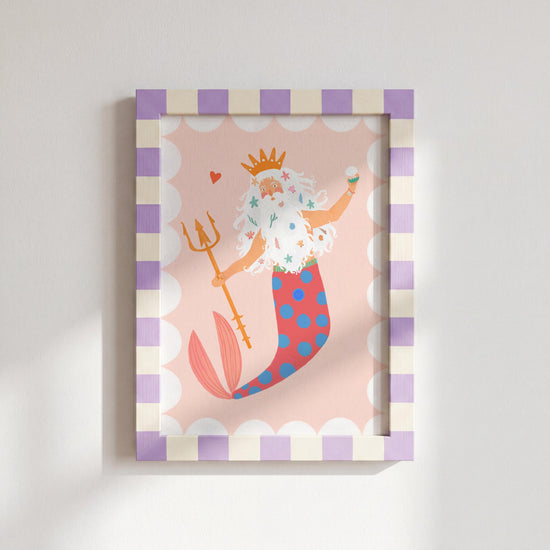 Merman Portrait Art Print: Colorful Kids Room Decor