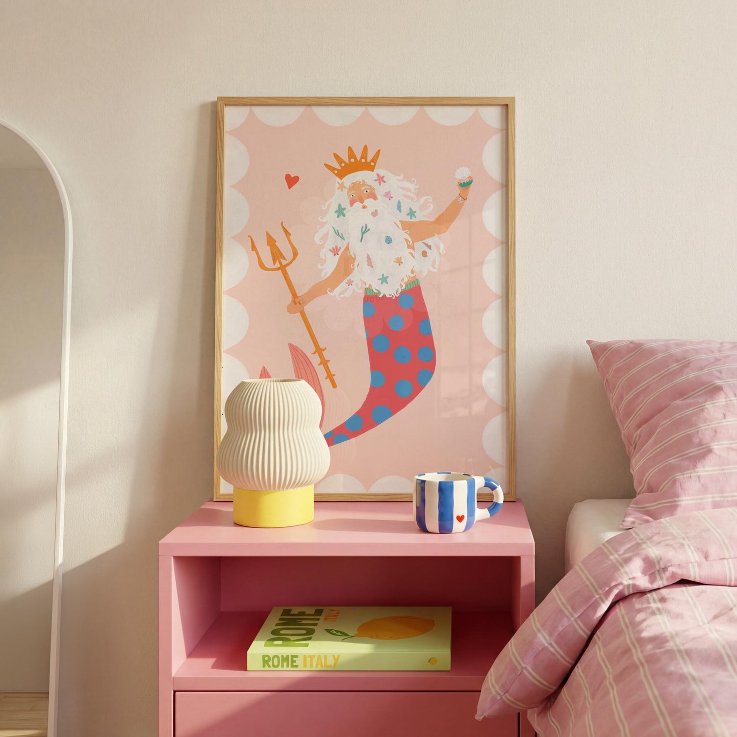 Merman Portrait Art Print: Colorful Kids Room Decor