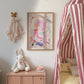 Mermaid with Pink Tail, Art Print: Colorful Kids Room Decor