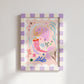 Mermaid with Pink Tail, Art Print: Colorful Kids Room Decor